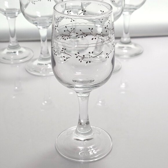 6 Anchor Hocking Hawthorn Goblets 6" wine glasses brown Country Accents 1980s - Picture 7 of 10